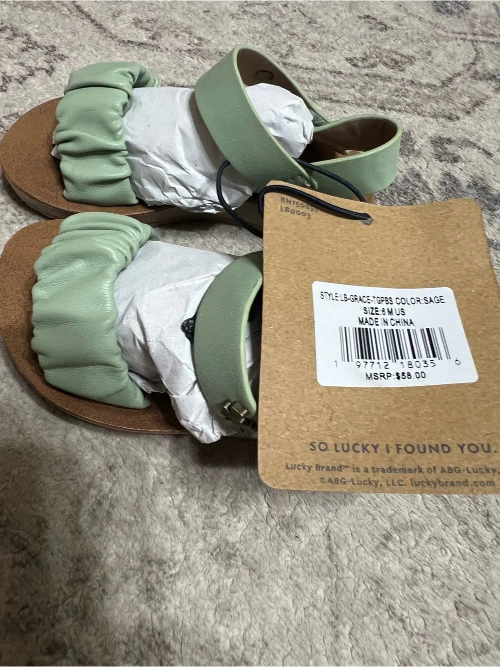 Lucky Brand Light Blue Woven Strappy Flat Sandals & Grace sandals in sage green